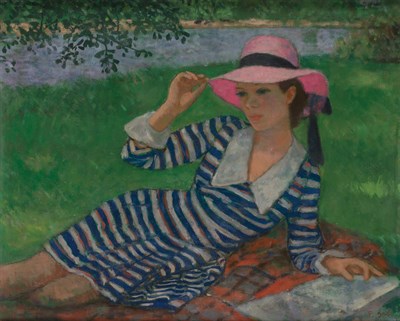 Lot 39 - Francois Gall French, 1912-1987 Girl with Pink...