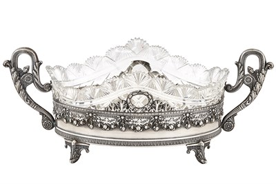 Lot 196 - Russian Silver and Cut Glass Centerpiece 4th...