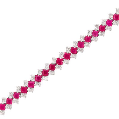 Lot 389 - Platinum, Ruby and Diamond Bracelet