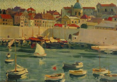 Lot 39 - Joseph Fleck American, 1892-1977 Harbor Scene...