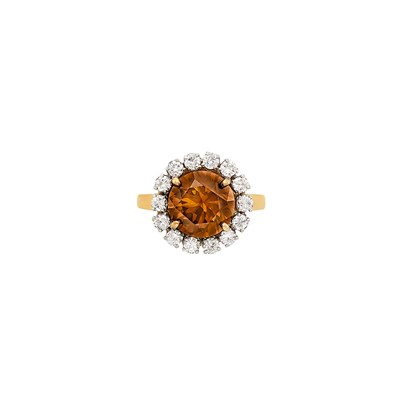 Lot 118 - Gold, Platinum, Fancy Deep Orange-Brown Diamond and Diamond Ring
