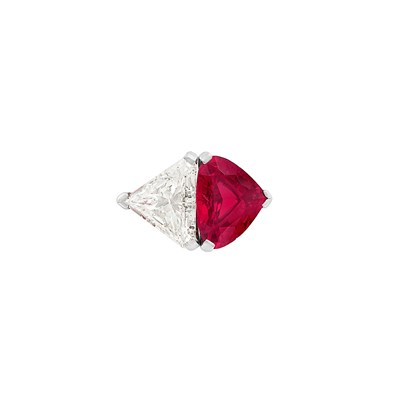 Lot 183 - White Gold, Diamond and Synthetic Ruby Ring