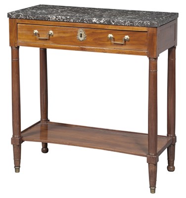 Lot 279 - Louis XVI Marble Top Walnut Console Desserte...