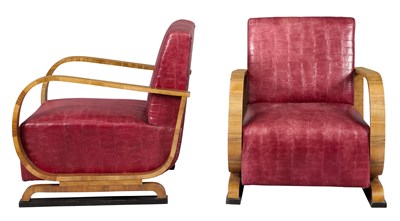 Lot 192 - Pair of Art Deco Leather Upholstered Bentwood...