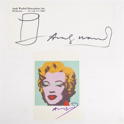 Lot 232 - WARHOL, ANDY Two signed items. Comprising...