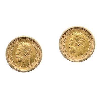 Lot 204 - Pair of Russian Gold Cufflinks Each circular...