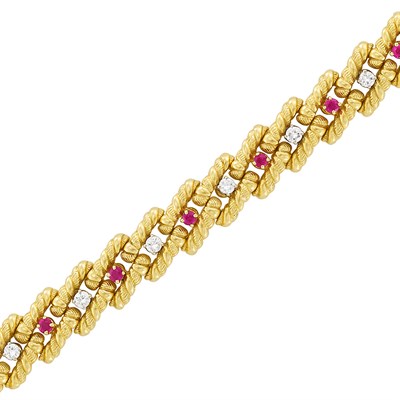 Lot 229 - Gold, Diamond and Ruby Bracelet