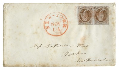 Lot 1029 - United States 1847 5 Cents Pair on Cover,...