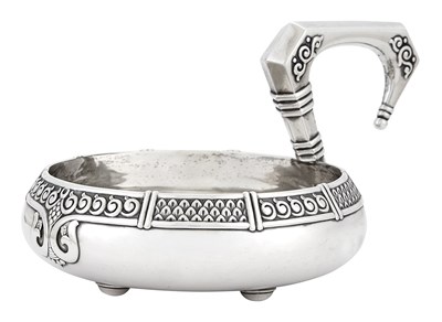Lot 150 - Fabergé Silver Kovsh Moscow, 1908-1917 Of...
