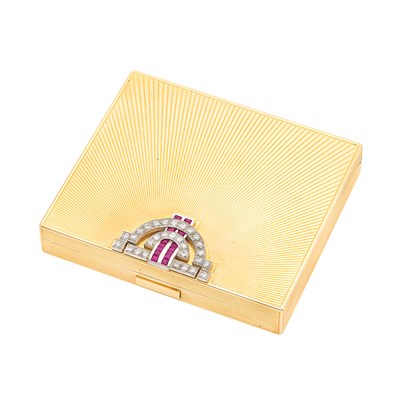 Lot 27 - Gold, Platinum, Diamond and Ruby Compact, Tiffany & Co.