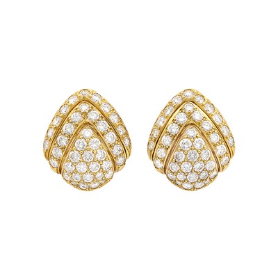 Lot 276 - Pair of Gold and Diamond Earrings