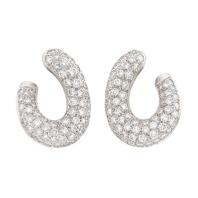 Lot 74 - Pair of Platinum and Diamond Hoop Earclips
