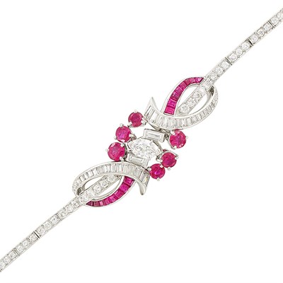 Lot 94 - Platinum, Ruby and Diamond Bracelet, Tiffany & Co.