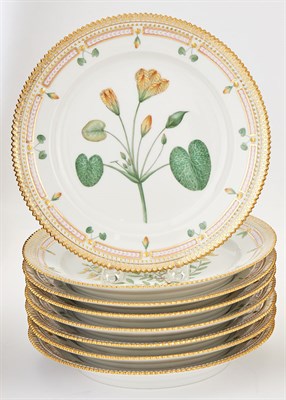 Lot 444 - Set of Eight Royal Copenhagen Flora Danica...