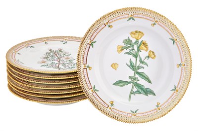 Lot 437 - Set of Eight Royal Copenhagen Flora Danica...