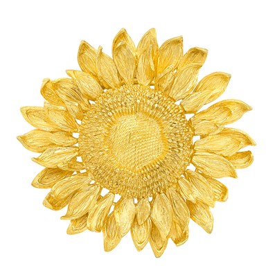Lot 164 - Gold Sunflower Clip-Brooch, Asprey, France