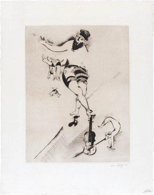Lot 38 - Marc Chagall (1887-1985) L'ACROBATE AU VIOLON...