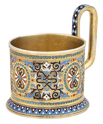 Lot 182 - Russian Silver-Gilt and Cloisonné Enamel Tea...