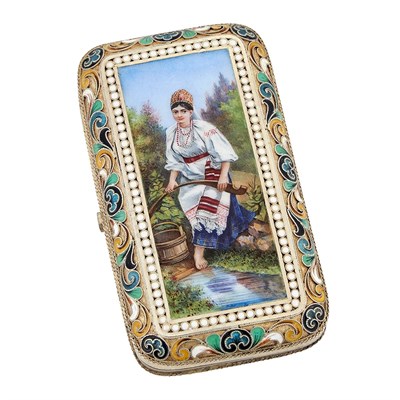Lot 181 - Russian Silver-Gilt Cloisonné and En Plein...
