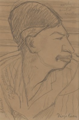 Lot 79 - Diego Rivera Mexican, 1886-1957 Man in Profile...