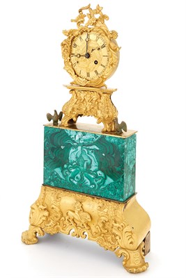 Lot 197 - Continental Gilt-Bronze and Malachite Mantel...
