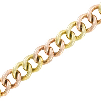 Lot 369 - Two-Color Gold Curb Link Bracelet, Cartier