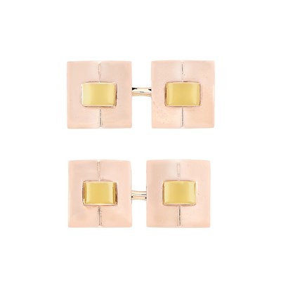 Lot 31 - Pair of Two-Color Gold Cufflinks, Cartier