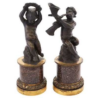 Lot 403 - Pair of Continental Gilt and Patinated-Bronze...