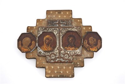 Lot 104 - Russian Patinated Copper Diptych Icon of...