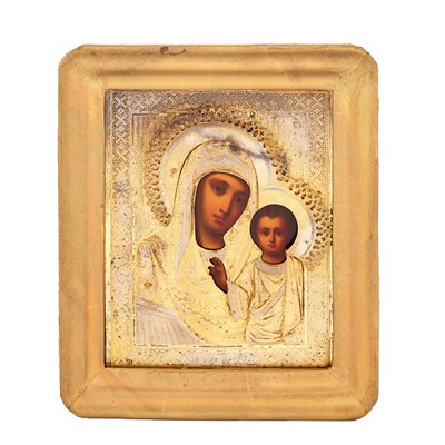 Lot 124 - Russian Silver-Gilt Icon of the Kazan Mother...