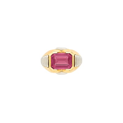 Lot 283 - Two-Color Gold and Pink Tourmaline Ring, Bulgari