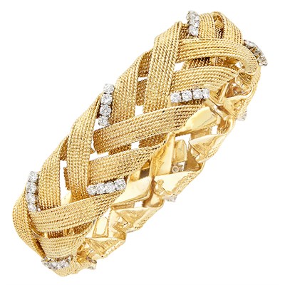 Lot 347 - Gold and Diamond Bracelet