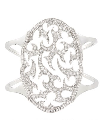 Lot 58 - White Gold and Diamond 'Borneo' Cuff Bangle Bracelet, Stephen Webster