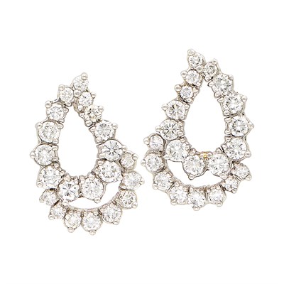Lot 70 - Pair of Platinum and Diamond Earclips, Angela Cummings