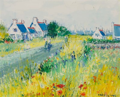 Lot 3 - Yolande Ardissone French, b. 1927 Village by a...