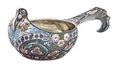 Lot 191 - Russian Silver and Cloisonné Enamel Kovsh 11th...