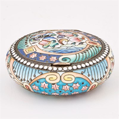 Lot 180 - Two Russian Silver and Cloisonné Enamel Pill...