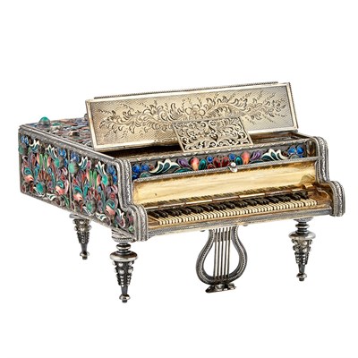 Lot 235 - Continental Silver and Cloisonné Enamel Music...