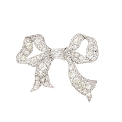 Lot 316 - Platinum and Diamond Bow Brooch