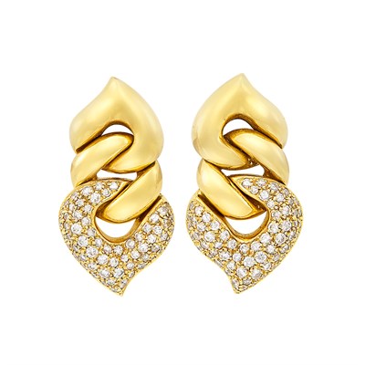 Lot 275 - Pair of Gold and Diamond Earrings, Bulgari