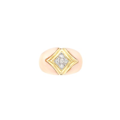 Lot 248 - Gold, Angel Skin Coral and Diamond Ring, Van Cleef & Arpels