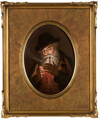 Lot 387 - KPM Painted Porcelain Plaque Titled Raucher...
