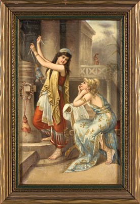 Lot 355 - German Painted Porcelain Plaque Titled...