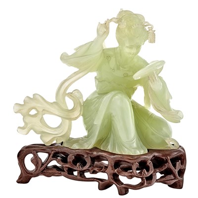 Lot 116 - Chinese Pale Green Jade Figure of a Meiren...