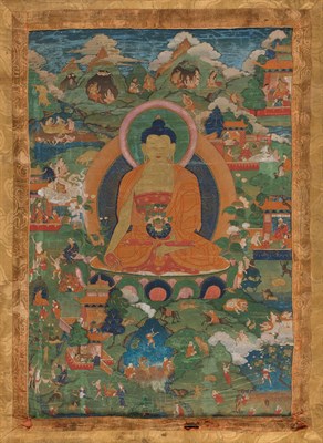 Lot 12 - Tibetan Thangka of Shakyamuni Buddha 18th...