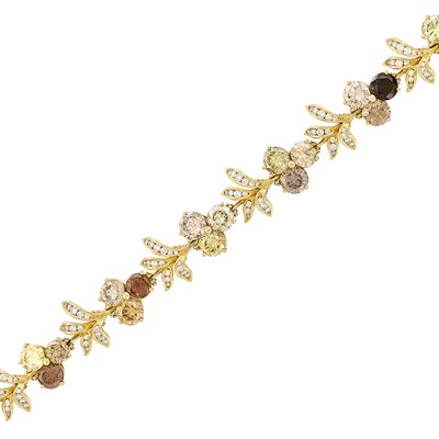 Lot 205 - Gold, Colored Diamond and Diamond Bracelet, Julius Cohen
