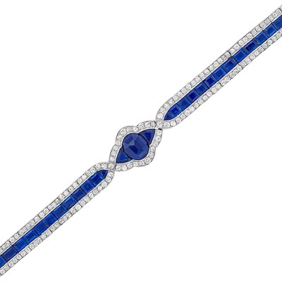 Lot 401 - Platinum, Sapphire and Diamond Bracelet, Charles Holl