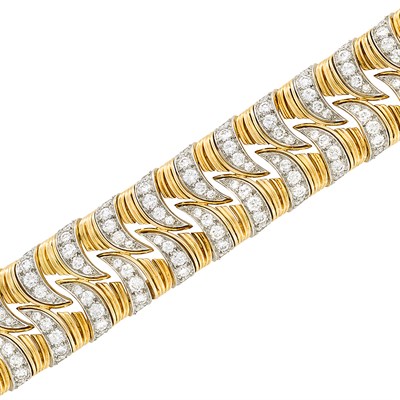 Lot 355 - Gold, Platinum and Diamond Bracelet, France