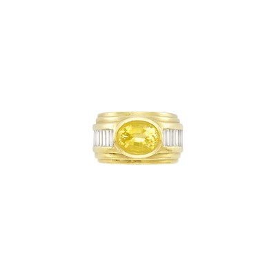 Lot 154 - Gold, Yellow Sapphire and Diamond Ring, Barry Kieselstein-Cord