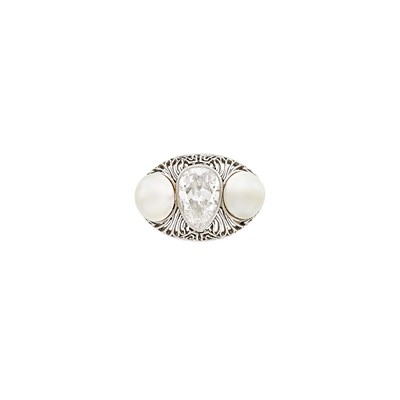 Lot 319 - Platinum, Diamond and Pearl Ring